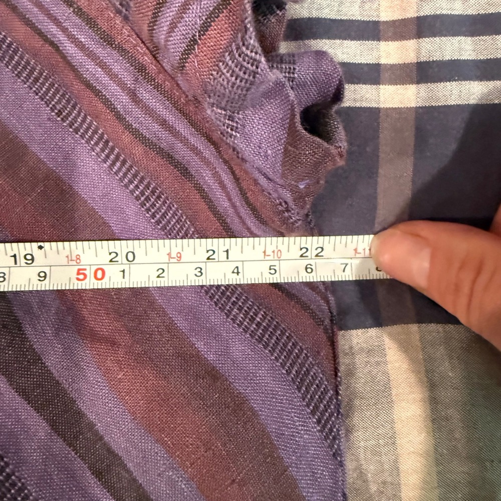 Kleen Women Purple Striped 100% Linen Asymmetrical Hem Top L Lagenlook Coastal - Picture 5 of 6